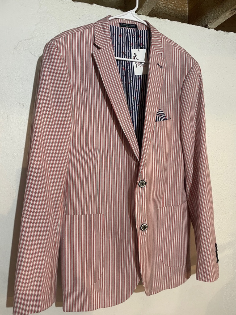 Paisley & Gray Red and White Striped Blazer